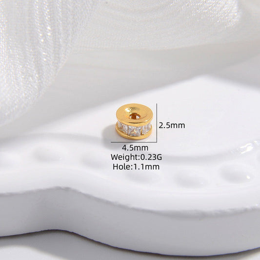 1PCS Brass Zircon Wheel Spacer Beads