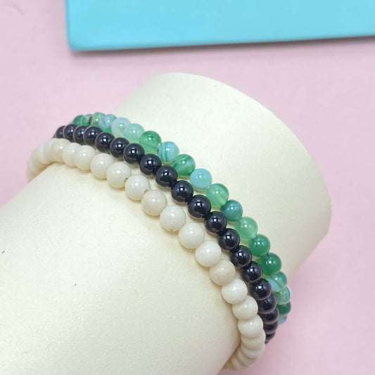 Tripe Strand Green Agate to Improve Body and Health Crystal Bracelet