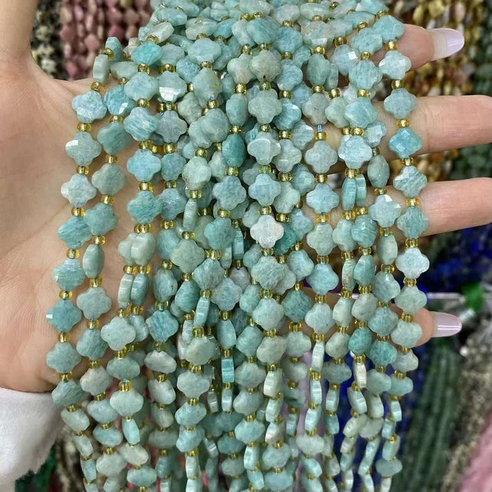 Leaf Clover Shape Amazonite Beads