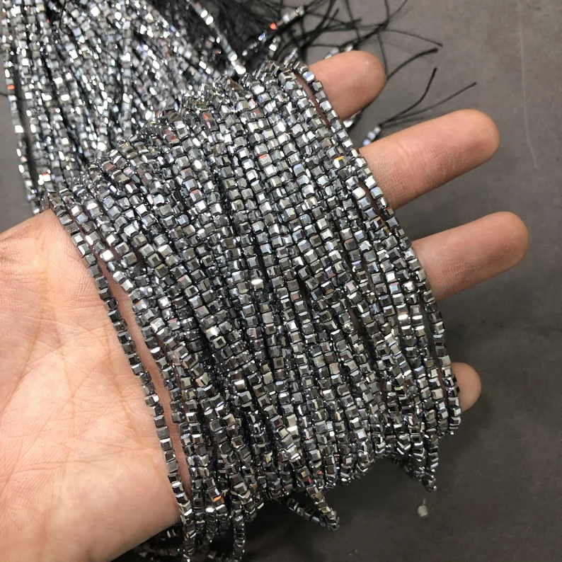 Cube Shape Hematite Beads