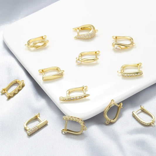 18K Golden Plated Earwire Clasp Earring Hook Accessory 1 Pair