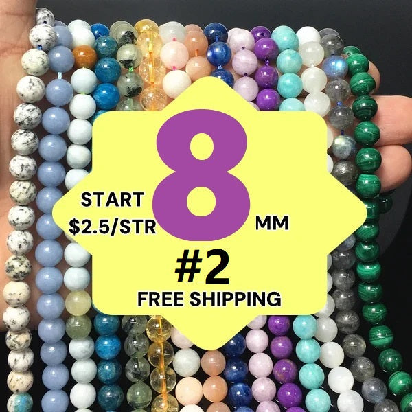 $2.5--8mm #2 Semi- Precious beads Free Shipping