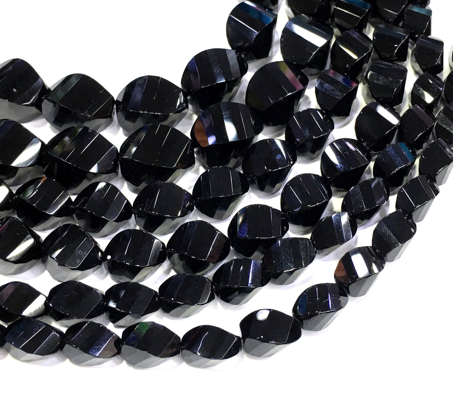 Twisted Shape Black Onyx Beads
