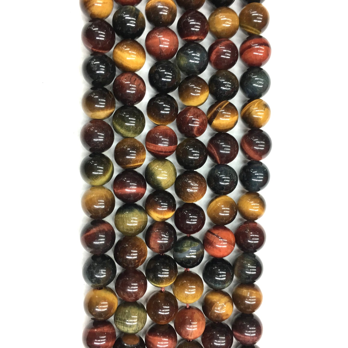 Natural Multi Color Tigers Eye Round Loose Bead