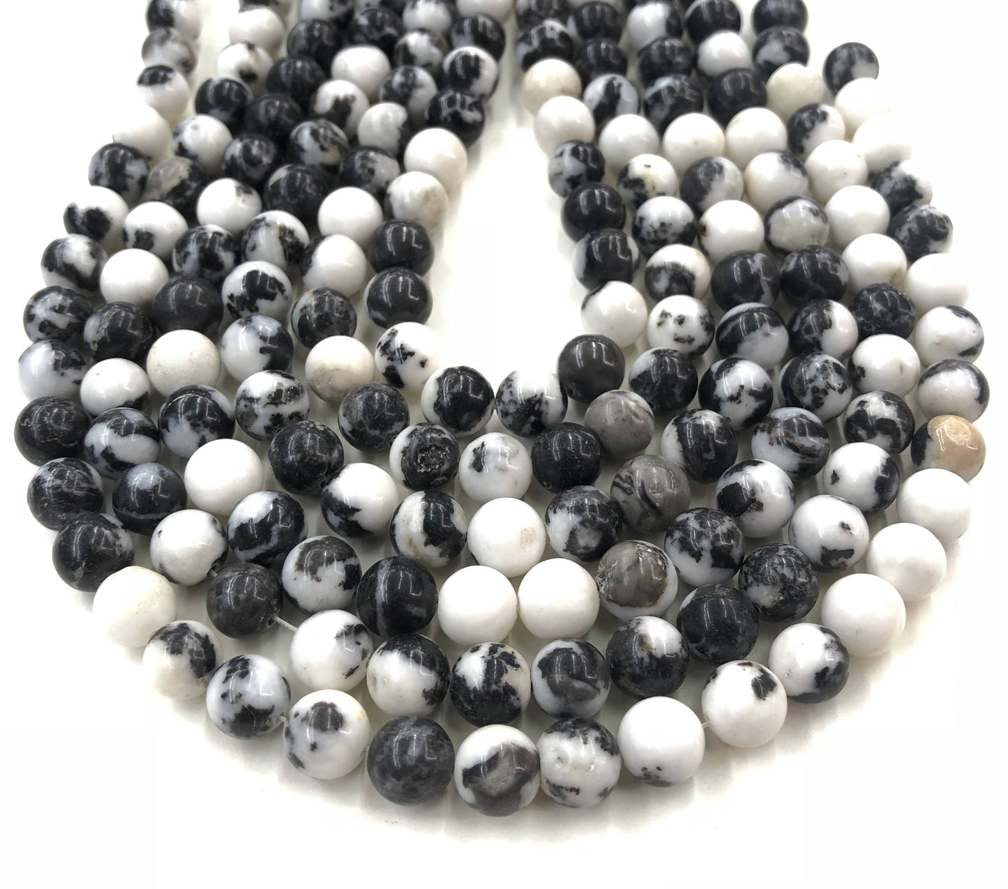 Natural White Zebra Jasper Round Loose Bead