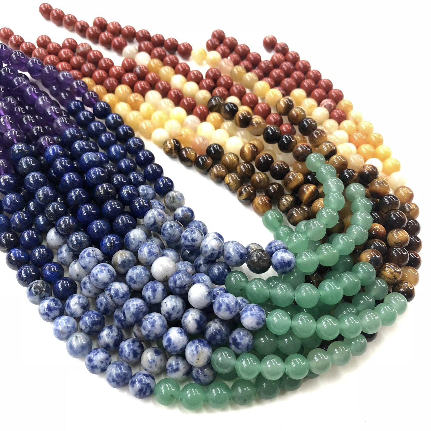 Natural Multi Color Stone Round Loose Bead