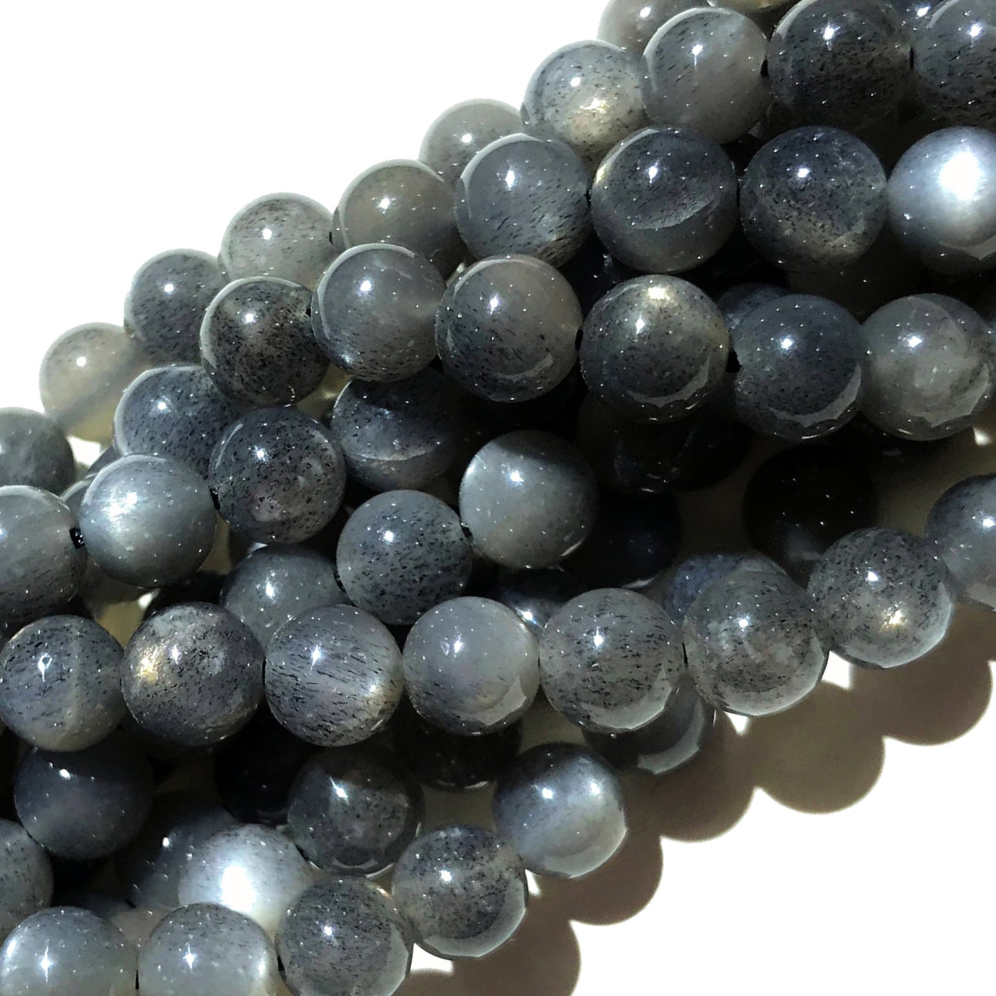 Natural Gray Moonstone Round Beads