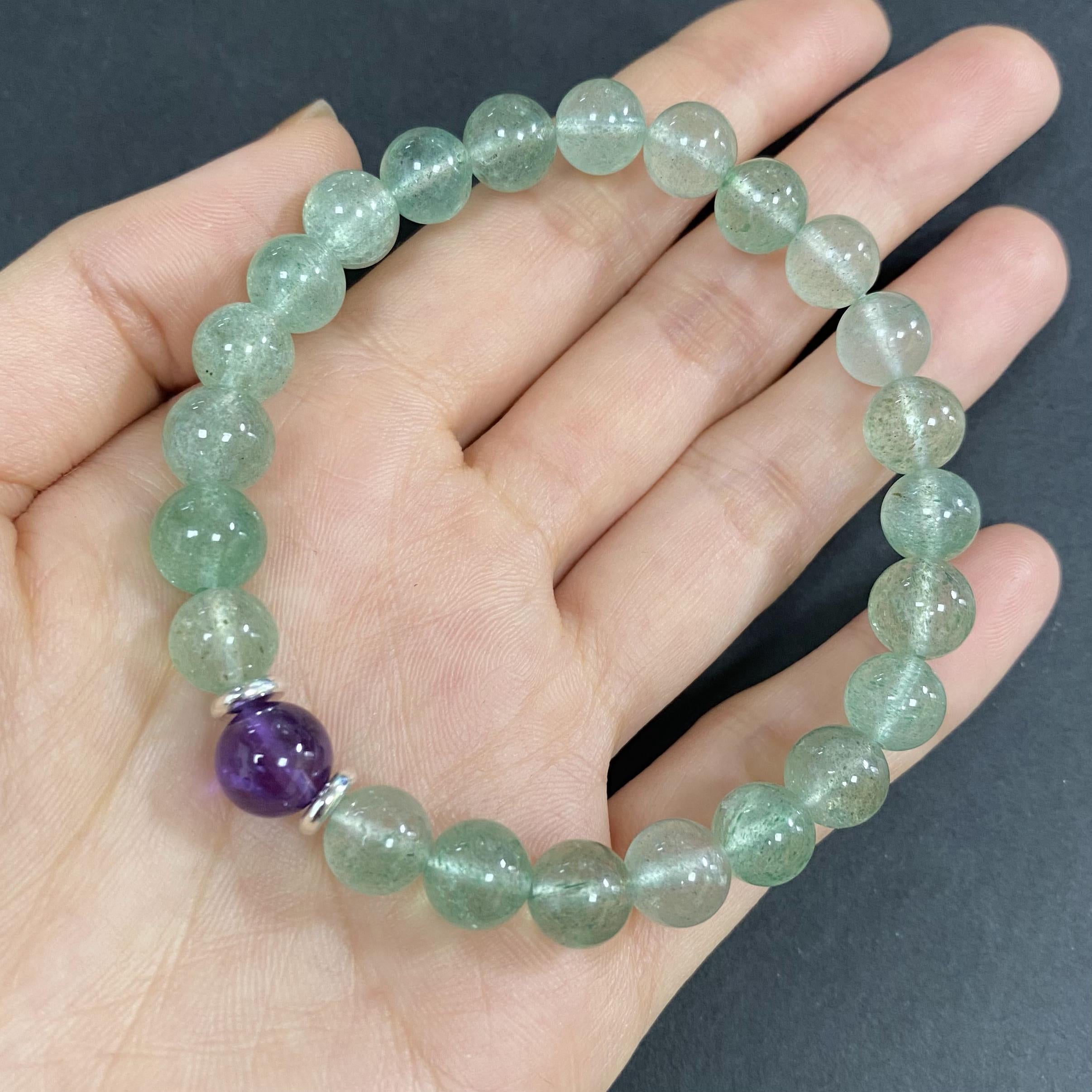 Green Strawberry Quartz to Improve Body and Health Crystal Bracelet