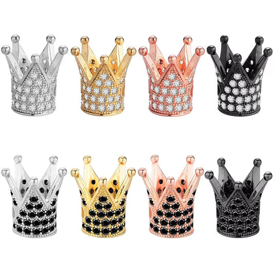 1PCS Brass Cubic Zirconia Crown Bead