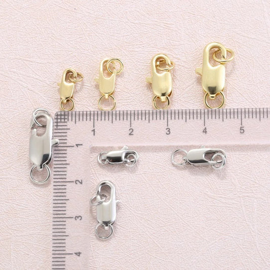 10Pcs 18K Gold Plated Brass Lobster Clasp with Open Jump Rings