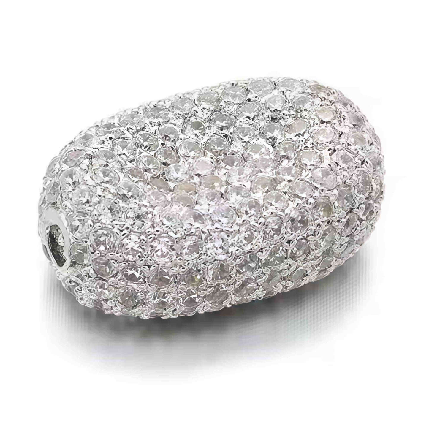 1PCS Brass Cubic Zirconia Oval Beads