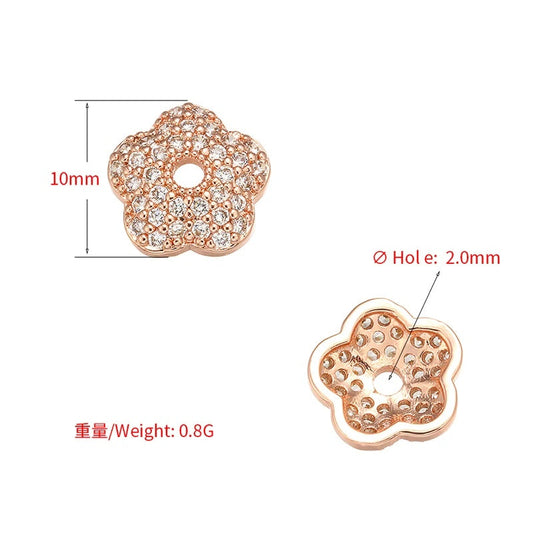 1PCS Brass Cubic Zirconia Exquisite Bead Cap