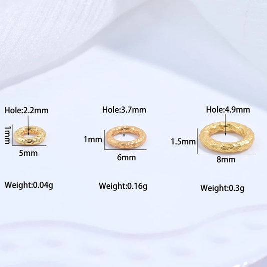 4PCS 5/6/8mm Vintage Hammered Hollow Round Spacer Bead