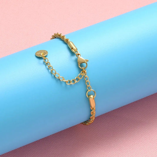 1PCS Stainless Steel Bracelets Boho Gold-color Thick/Thin Fashion Punk Twist Bracelet