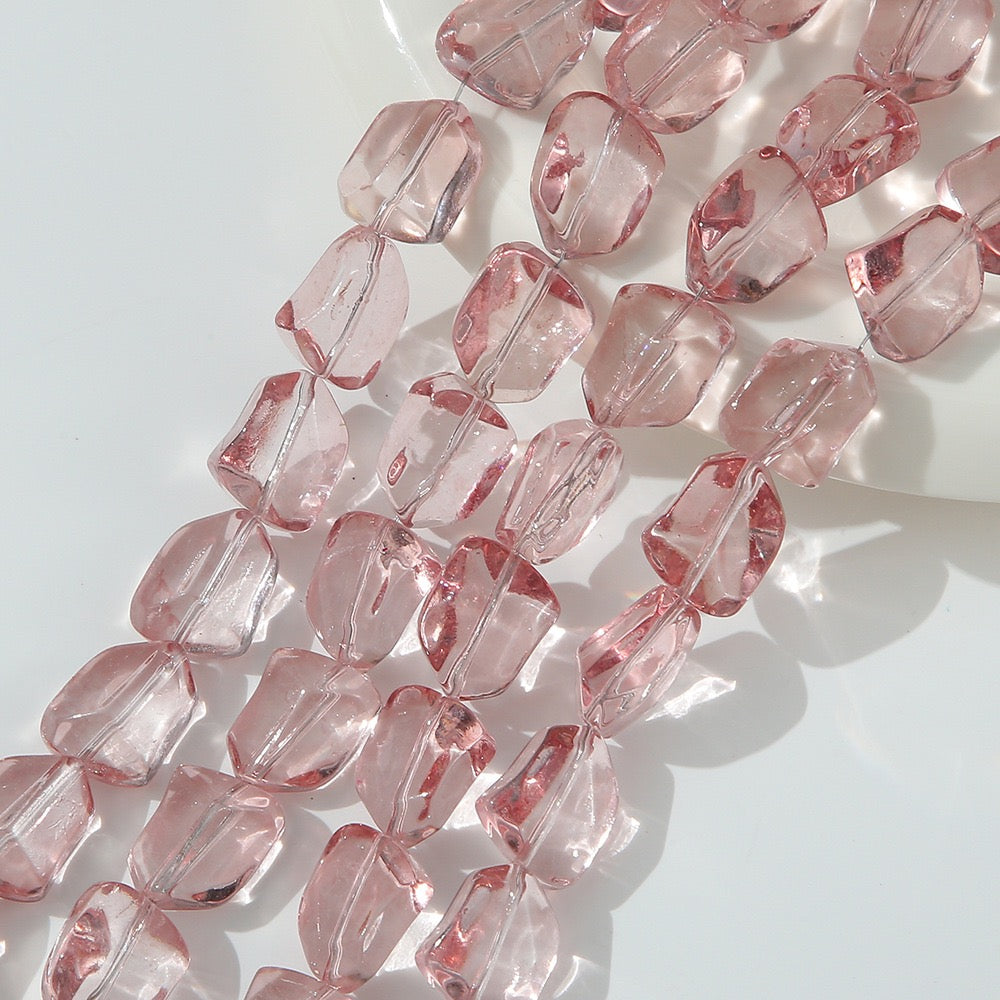 50pcs Clear Translucent Glass Irregular Beads