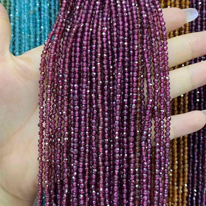 2mm 3mm 4mm Faceted Round Garnet Beads