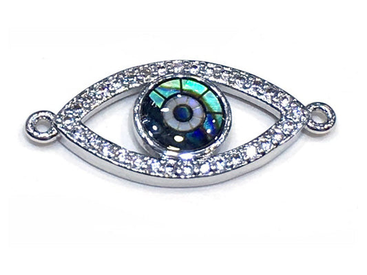 1PCS Brass Cubic Zirconia Evil Eyes Beads