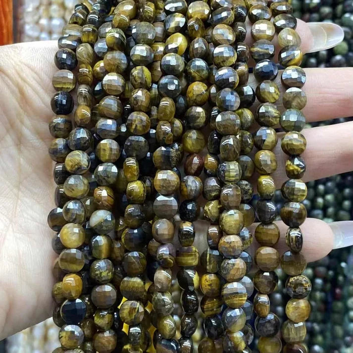 Coin Shape Tigers Eye Beads