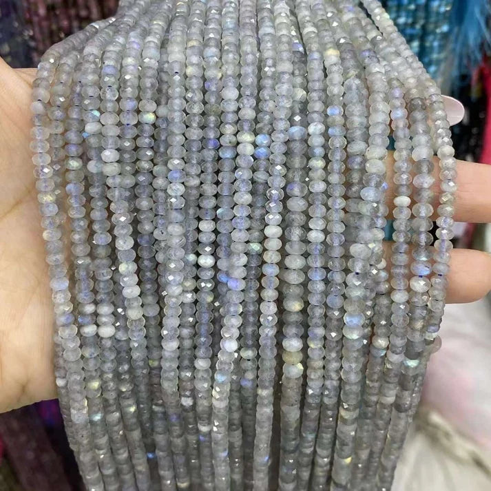 Faceted Rondelle Labradorite Beads
