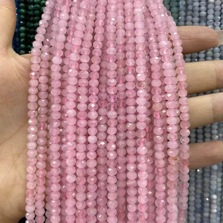Faceted Rondelle Rose Quartz Beads