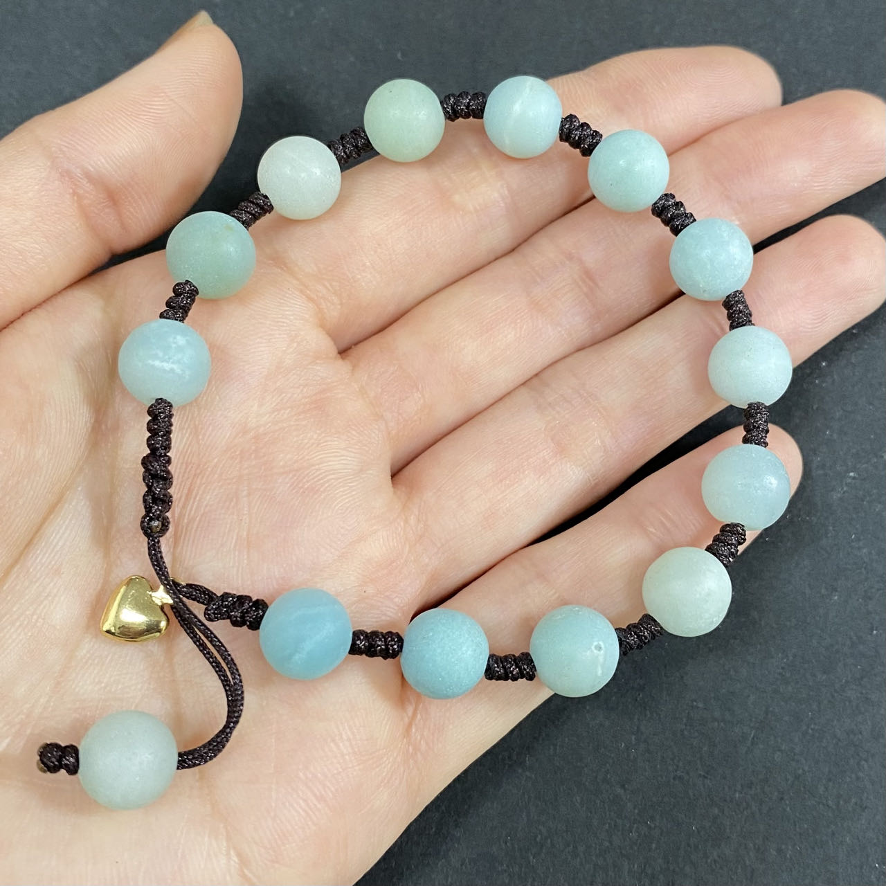 Natural Blue Amazonite to Improve Body and Health Briaded Rope Crystal Bracelet