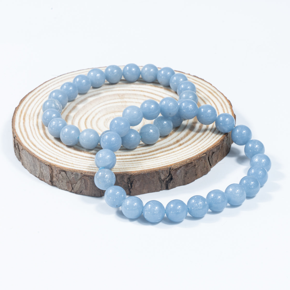 8mm Natural Blue Angelite Bracelet