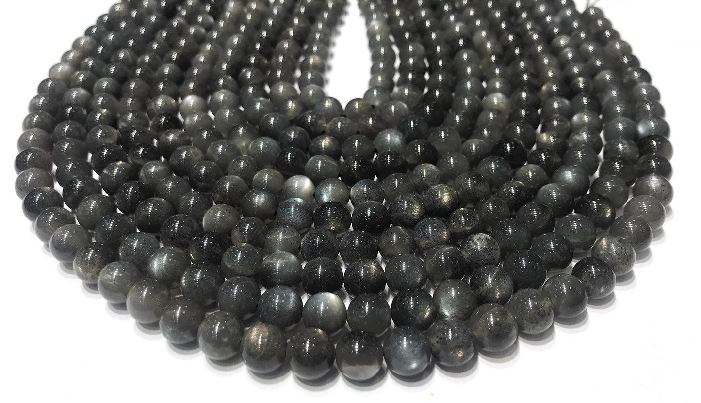Natural Gray Moonstone Round Beads
