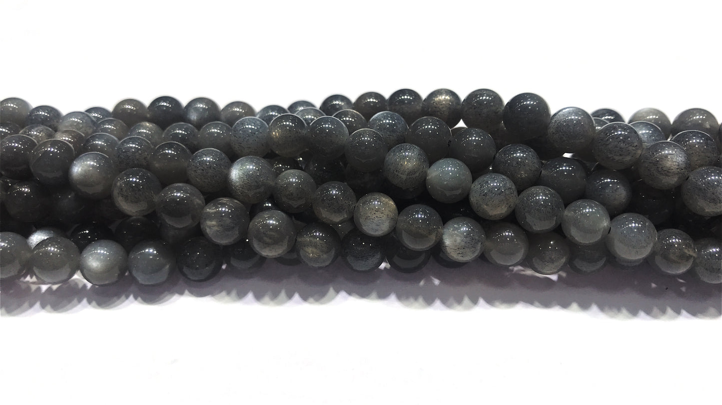 Natural Gray Moonstone Round Beads