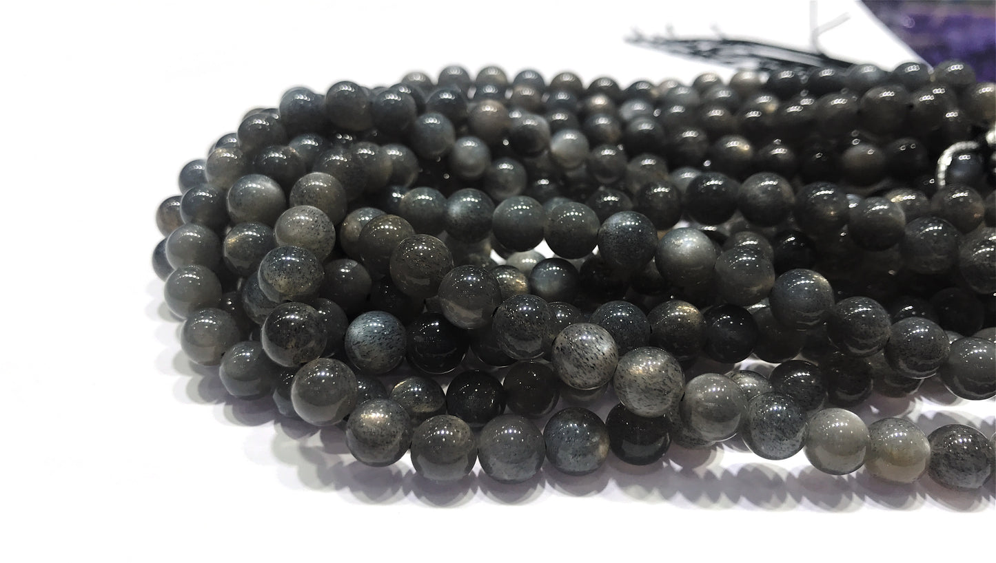 Natural Gray Moonstone Round Beads