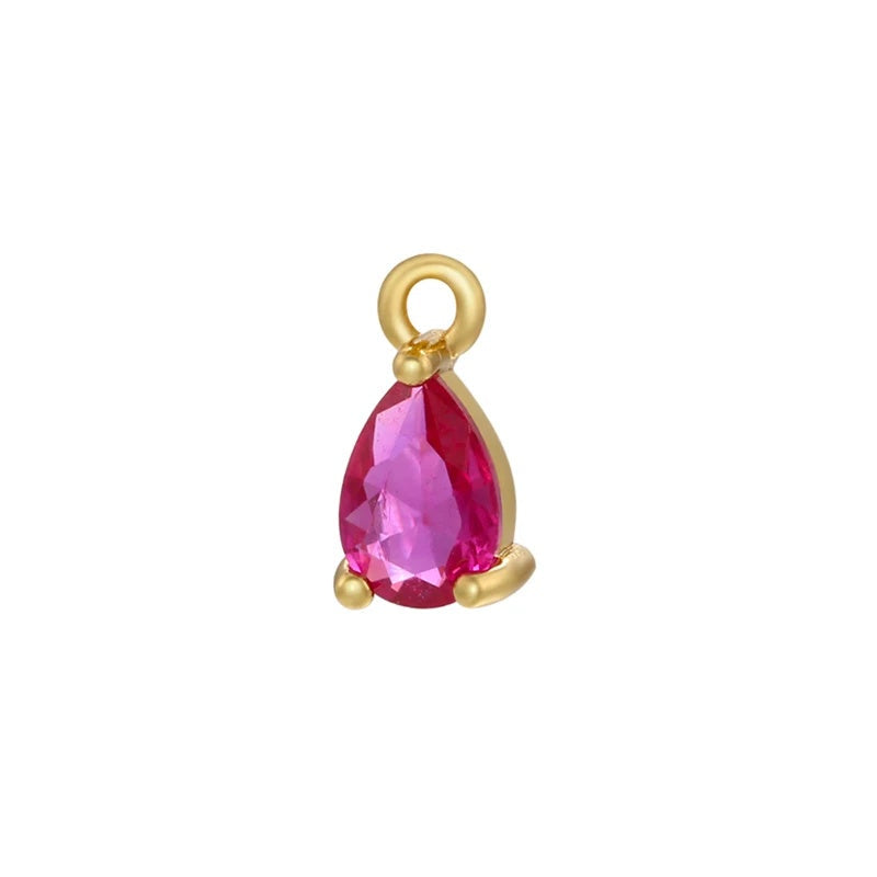 1PCS Brass CZ Water Drop Charms Pendants
