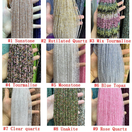 2.5mm Faceted Cube Beads Natural Gemstone Beads for Diy Jewelry Making Aquamarine/Amazonite/Rose Quartz/Garnet Beads Tiny Square Cube Beads