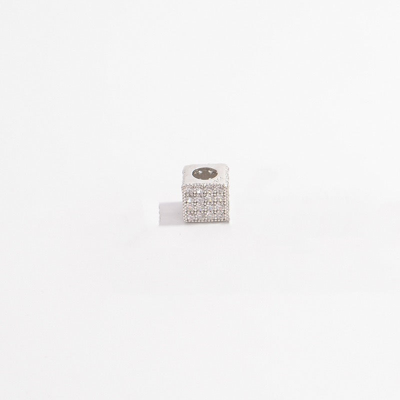 1Pcs Brass Cubic Zirconia Square Spacer Beads