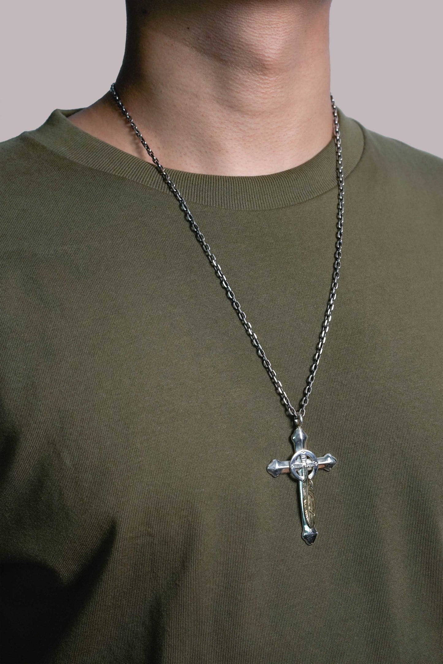 Takahashi Goro Feather Brass Cross 925 Silver Pendant
