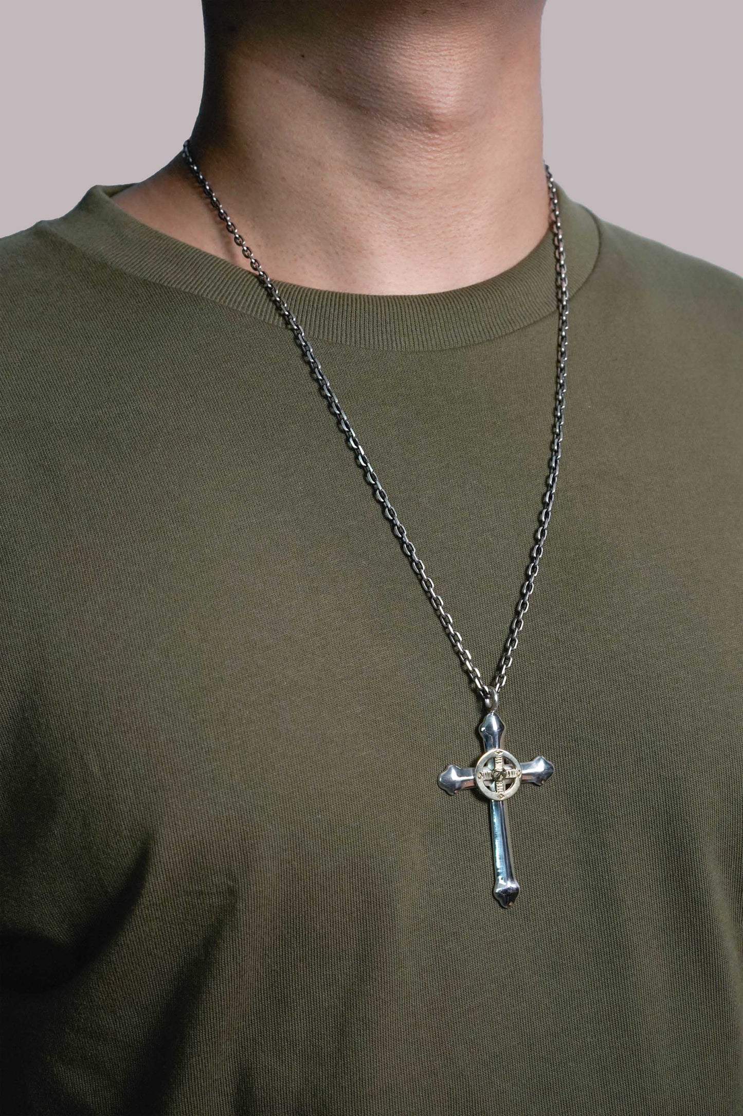 Takahashi Goro Round Brass Cross 925 Silver Pendant