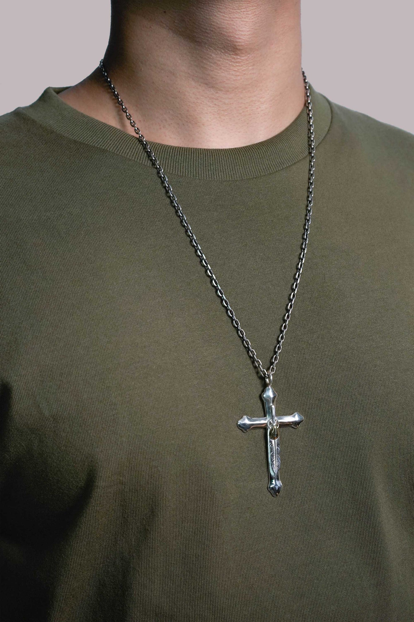 Japan Takahashi Goro Feather Cross 925 Silver Pendant