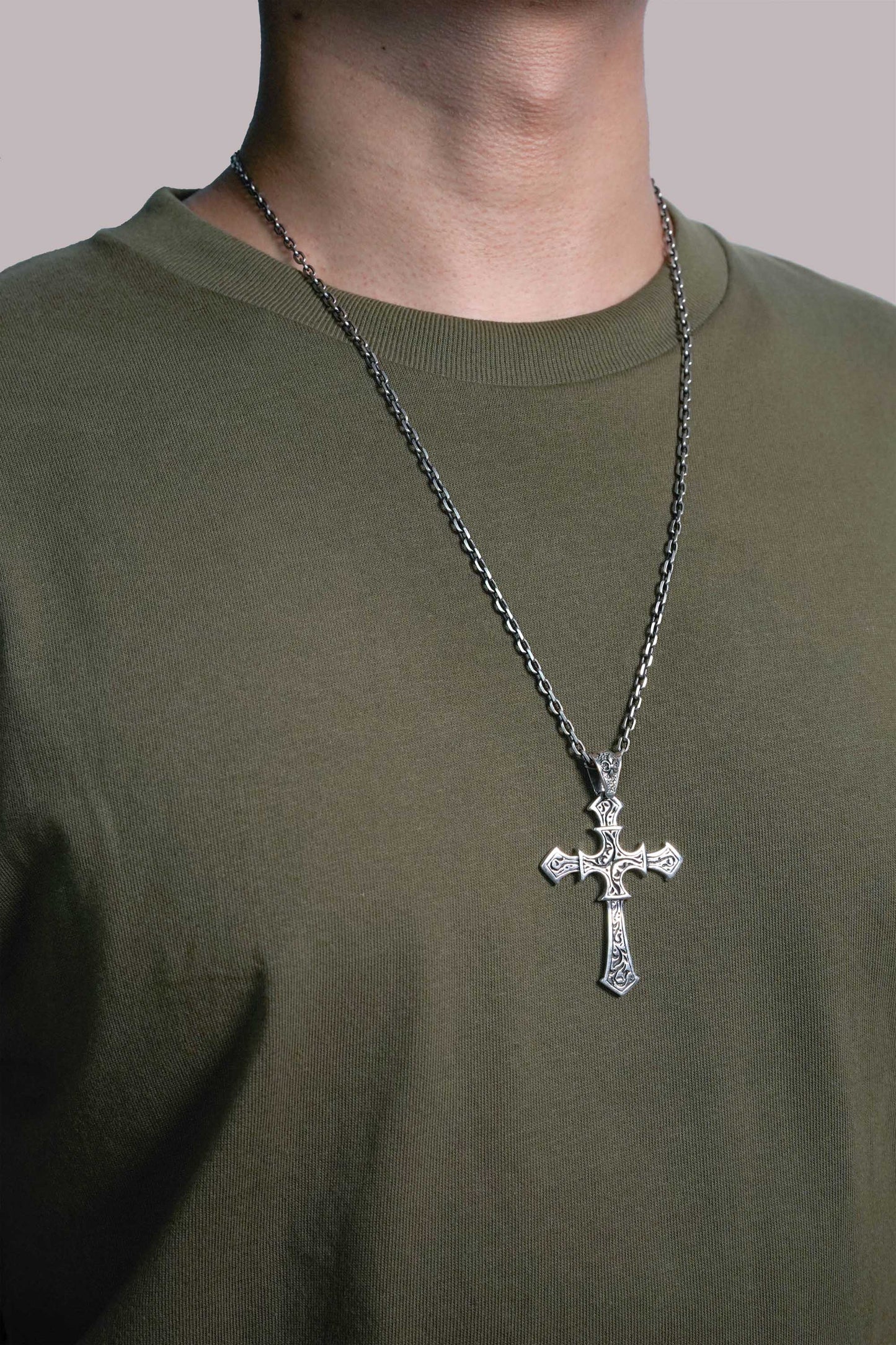Antique Pattern Cross 925 Silver Pendant