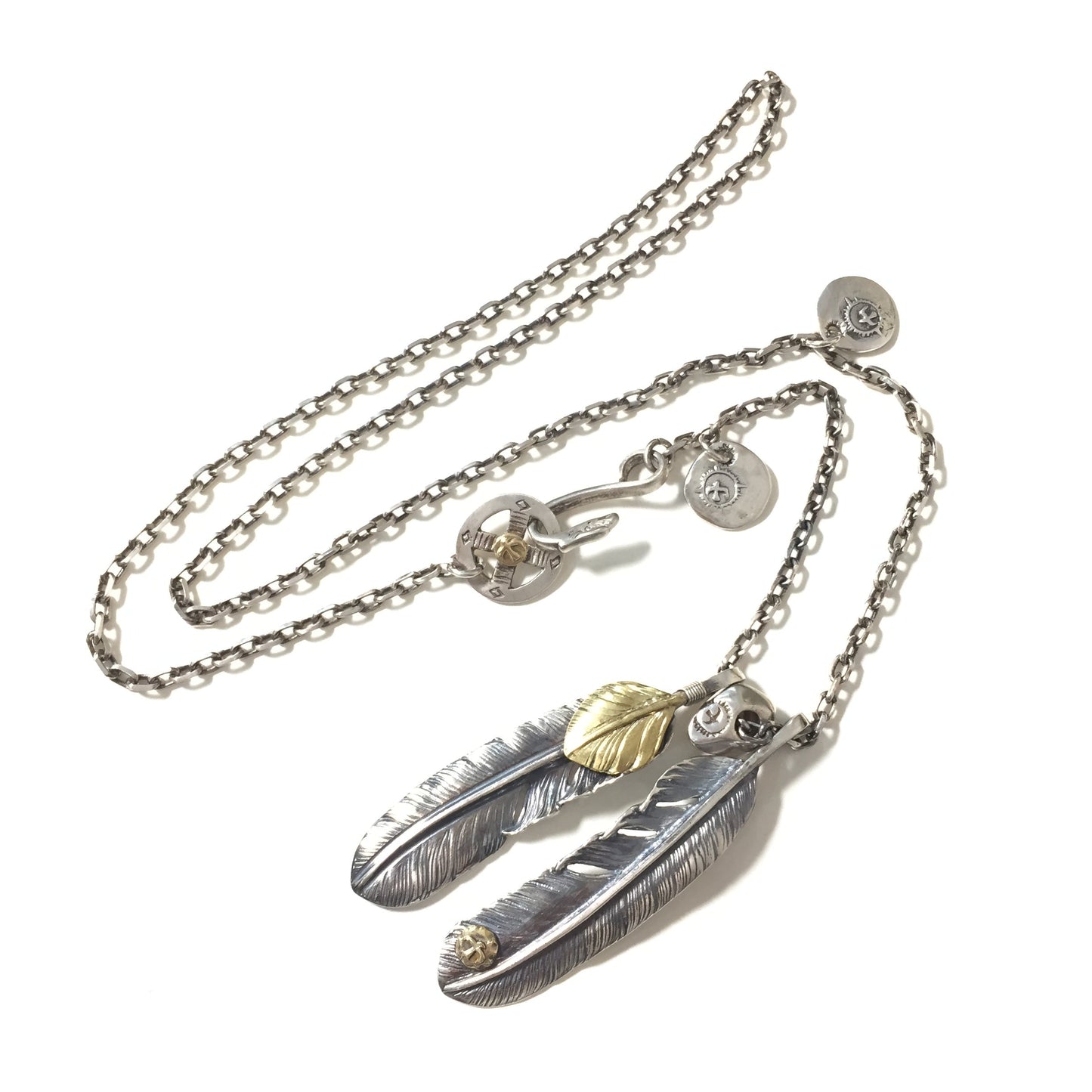 Japan Takahashi Goro Retro 925 Sterling Silver Feather Necklace Set