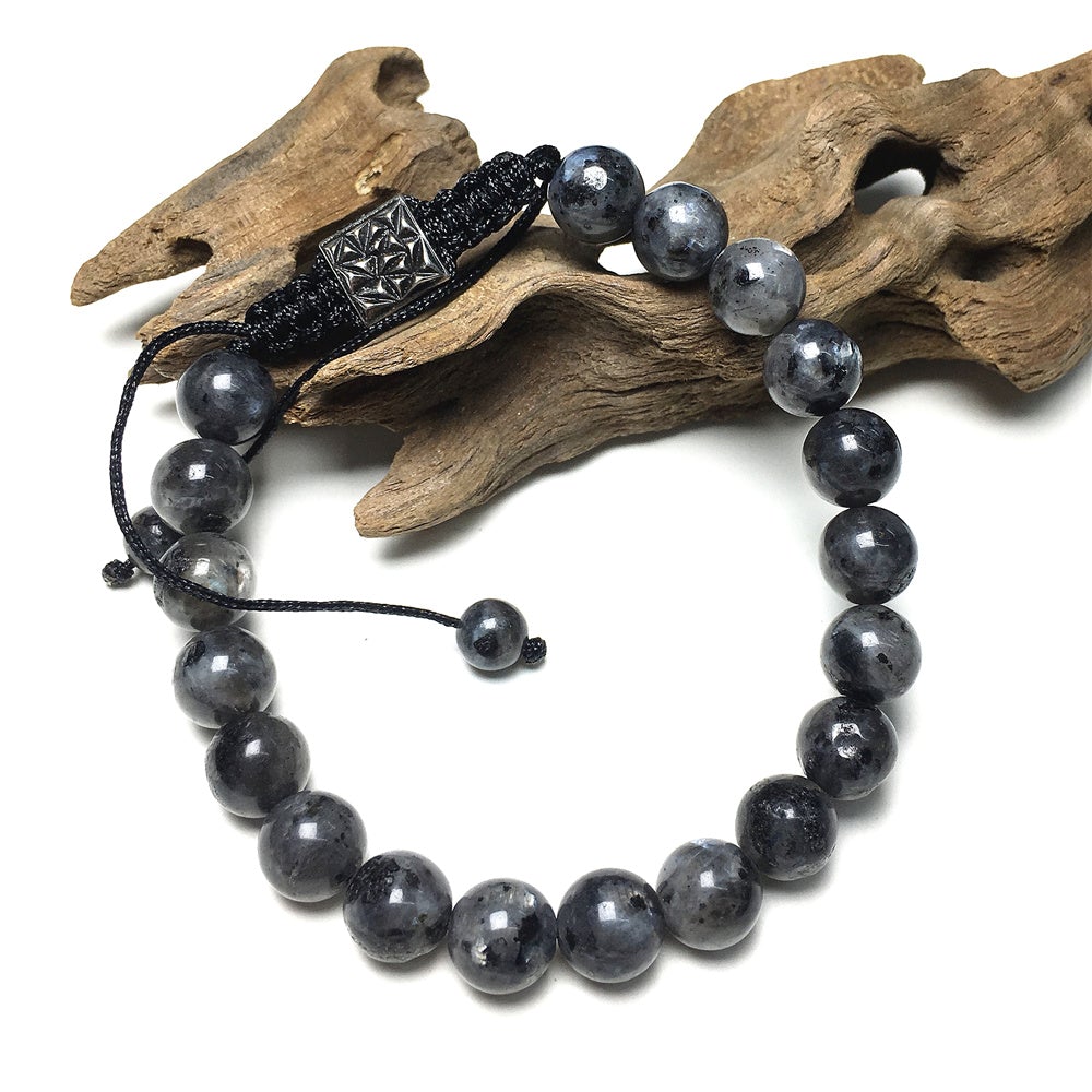 Labradorite Gemstone Beads Bracelet Handmade Round Beaded Bracelet