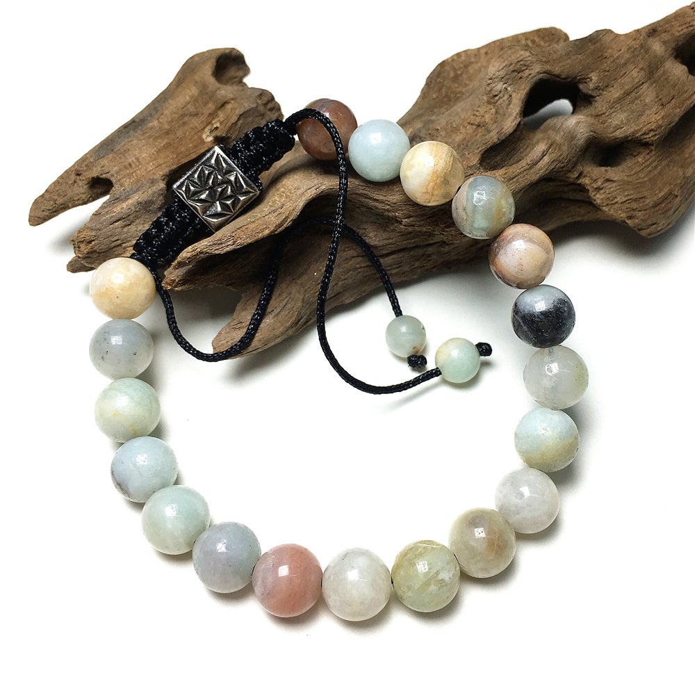 Amazonite Gemstone Beads Bracelet Handmade Round Beaded Bracelet