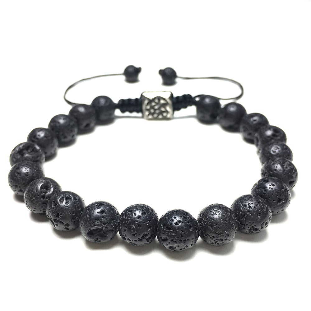 Lava Gemstone Beaded Adjustable Braid Rope Handmade Bracelet
