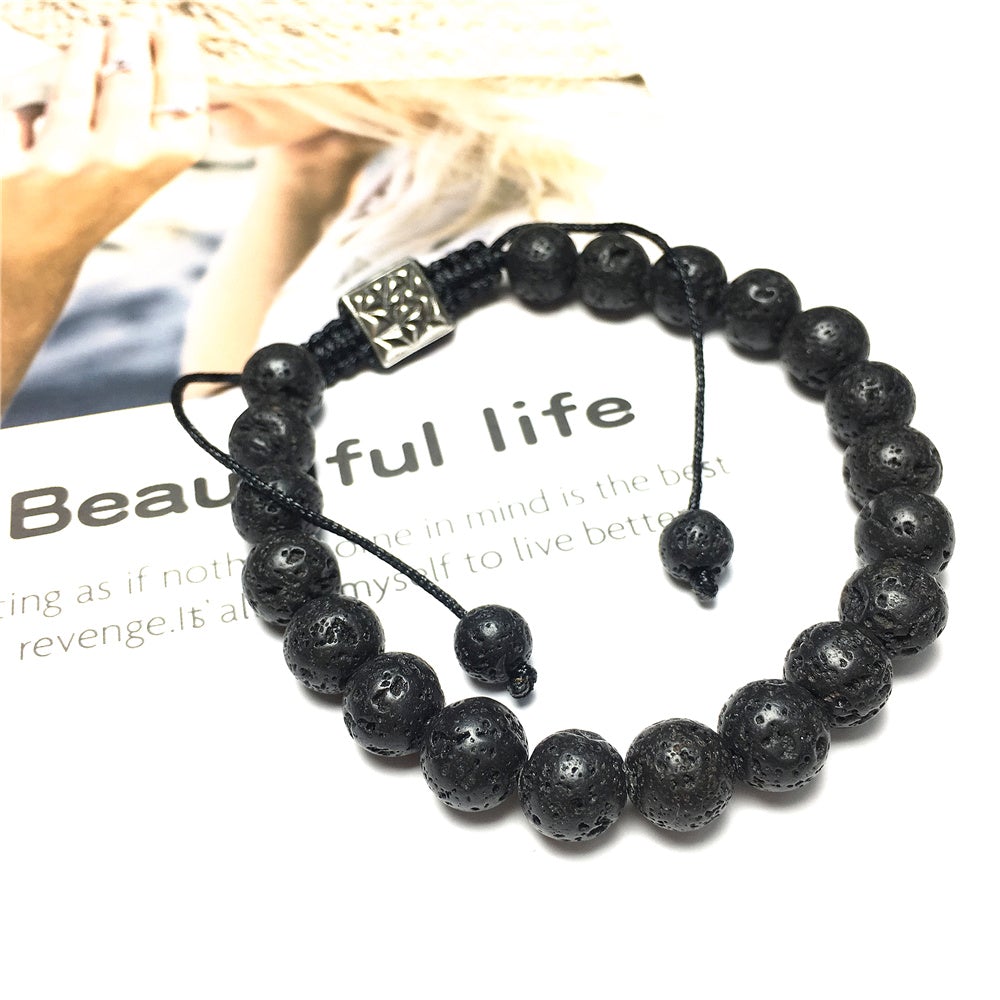 Lava Gemstone Beaded Adjustable Braid Rope Handmade Bracelet