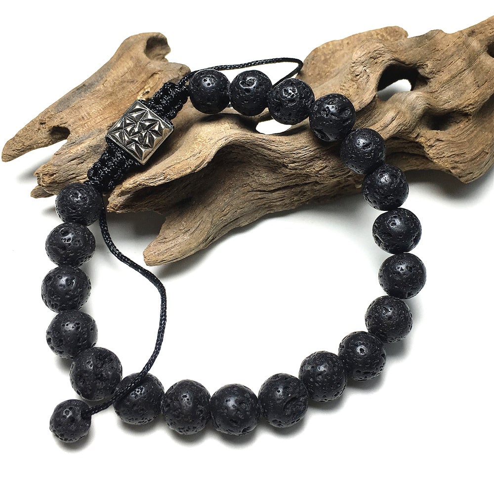 Lava Gemstone Beaded Adjustable Braid Rope Handmade Bracelet