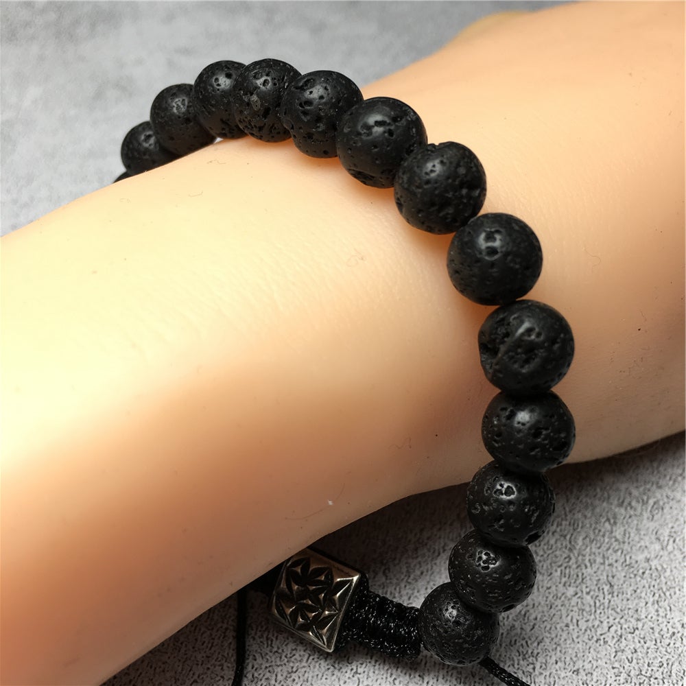 Lava Gemstone Beaded Adjustable Braid Rope Handmade Bracelet