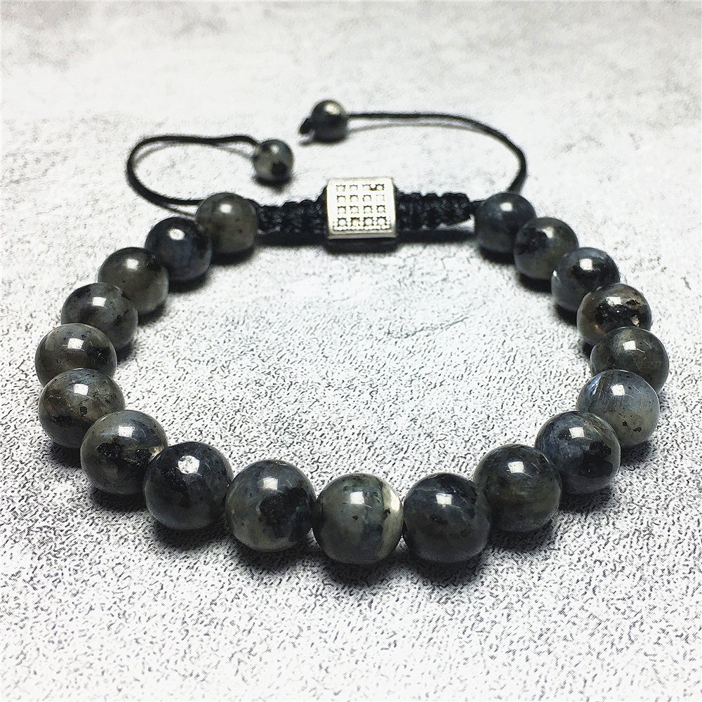 Natural Labradorite Gemstone Adjustable Braid Rope Stone Beads Bracelets