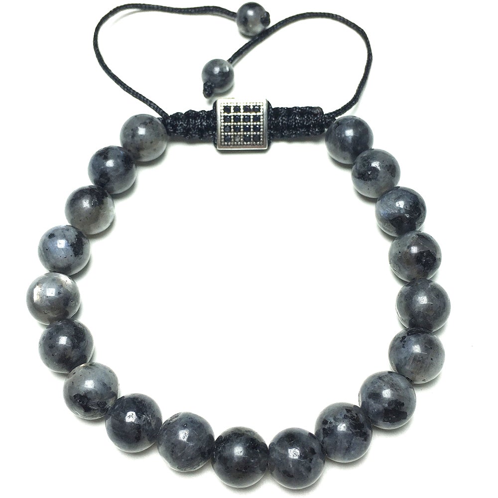 Natural Labradorite Gemstone Adjustable Braid Rope Stone Beads Bracelets