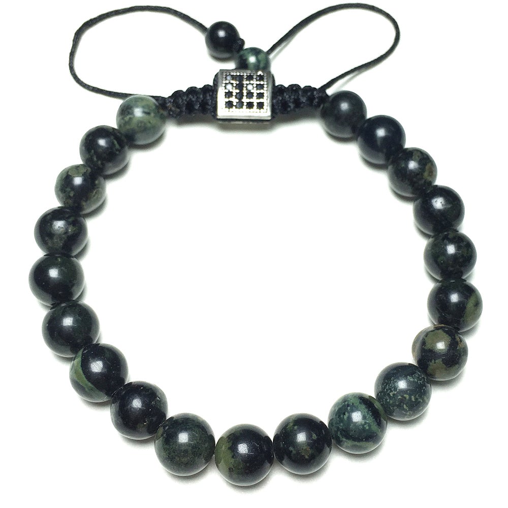 Handmade Natural Kambaba Jasper Genuine Gemstones Adjustable Braid Rope Bracelet