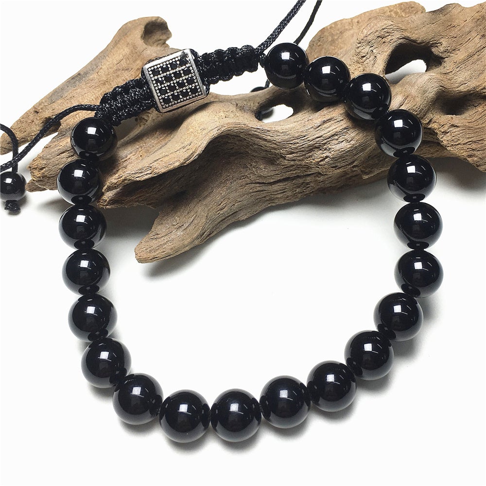 Natural Gemstone Adjustable Braid Rope Bangles Healing stone Beads Bracelets