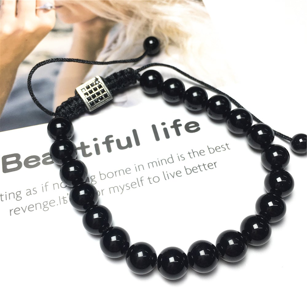 Natural Gemstone Adjustable Braid Rope Bangles Healing stone Beads Bracelets