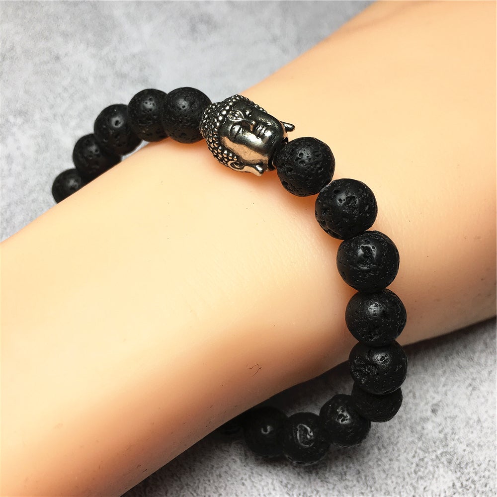 Lava Beaded Bracelets for Men Women Power Gemstone Unisex Adjustable Bracelets