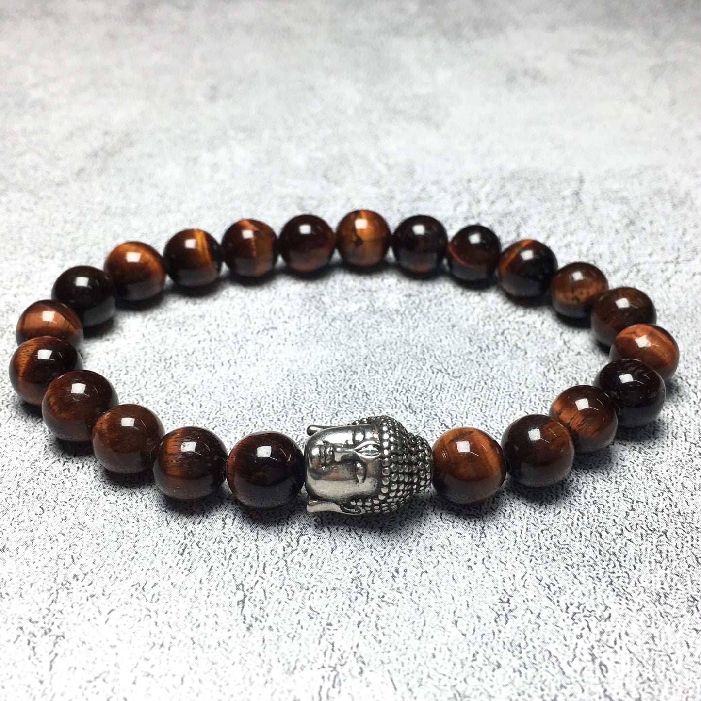 Red Tiger Eye Beaded Bracelets for Men Women Power Gemstone Unisex Adjustable Bracelets